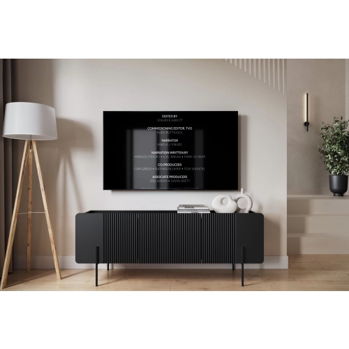 Szafka RTV Malmi 150 cm - czarny mat / czarne nóżki